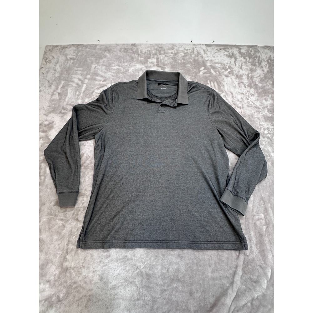 Alfani Long Sleeve Polo Shirt Mens Size Large Gray Supima Cotton Blend EUC